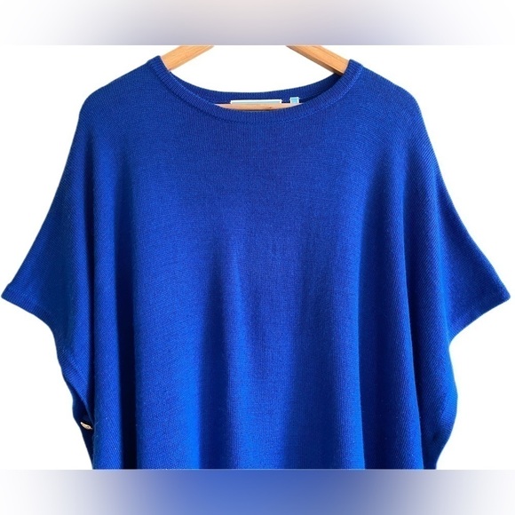 DRAPER JAMES Blue White Spirit Sweater Cape Poncho Size OS - Picture 3 of 7